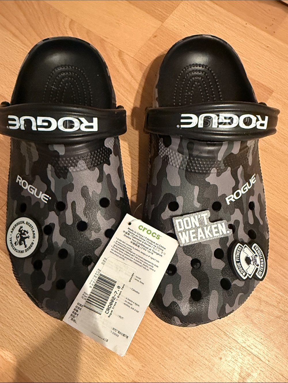 Exclusive Rogue Invitational CROCS with Rogue charms -  Black and Gray camo